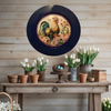PLATE CHARGER NAVY BLUE PLASTIC ROUND DECOUPAGED Upcycled Repurposed Wall Art or Shelf Sitter HEN PINK ROSES Kitchen Decor Home Decor Wall Art Gift WEDDING - JAMsCraftCloset