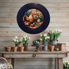 PLATE CHARGER NAVY BLUE PLASTIC ROUND DECOUPAGED Upcycled Repurposed Wall Art or Shelf Sitter HEN WITH EGGS 4TH OF JULY Decor Kitchen Decor Home Decor Wall Art Gift WEDDING - JAMsCraftCloset