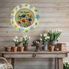 PLATE FLORAL PLASTIC ROUND DECOUPAGED Upcycled Repurposed Wall Art or Shelf Sitter HELLO SUMMER Green Red Blue Floral Home Decor Wall Art Gift WEDDING - JAMsCraftCloset