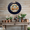 PLATE CHARGER NAVY BLUE PLASTIC ROUND DECOUPAGED Upcycled Repurposed Wall Art or Shelf Sitter WELCOME ABOARD Boat Decor Kitchen Decor Home Decor Wall Art Gift WEDDING - JAMsCraftCloset