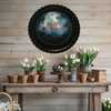Vintage Fluted Pie Pan Black HAPPY HALLOWEEN Farmhouse Country Scene Wall Art Handmade Hand Painted Repurposed Upcycled Gift Idea Crafters Delight - JAMsCraftCloset
