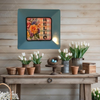 TRAY Pale Blue Plastic Square Decoupaged Hand Painted Upcycled Repurposed Wall Art SPRING FLORAL - HELLO Home Decor Wall Art Gift - JAMsCraftCloset