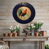 PLATE CHARGER NAVY BLUE PLASTIC ROUND DECOUPAGED Upcycled Repurposed Wall Art or Shelf Sitter RISE AND SHINE ROOSTER Decor Kitchen Decor Home Decor Wall Art Gift WEDDING - JAMsCraftCloset