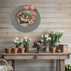 Galvanized Metal Round Charger Plate With Hanging Hook Decoupaged Farmhouse Country Wall Art Shelf Sitter WELCOME TO THE COOP Bathroom Decor Handmade Gift Idea - JAMsCraftCloset