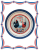 PLATE CHARGER BLUE WHITE PLASTIC ROUND DECOUPAGED Upcycled Repurposed Wall Art or Shelf Sitter GOD BLESS AMERICA CHICKS 4TH OF JULY Decor Kitchen Decor Home Decor Wall Art Gift WEDDING - JAMsCraftCloset