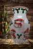 Glass VASE Decoupaged SNOWMEN and HOLLY Christmas Holiday Decor Wedding Decor Shelf Sitter Vase Shabby Chic Victorian BoHo Decor Gift Idea - JAMsCraftCloset