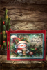 TRAY RED METAL Rectangle Decoupaged Hand Painted Upcycled Repurposed Wall Art HAPPY HOLIDAYS - Snowman Christmas Decoration Home Decor Shelf Sitter Gift - JAMsCraftCloset
