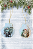 SCALLOP SEASHELL CHRISTMAS ORNAMENT- SANTA SET 2 - BEACH COASTAL DECOR - Handmade Hand Painted DECOUPAGED Repurposed Upcycled Gift SET OF 2 Ornaments {{ JAMsCraftCloset }}