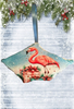 Antique West Virginia Roof Decoupaged Christmas Ornament - Flamingo With Package - Handmade Holiday Tree Decor Unique Beach Lake House Gift - JAMsCraftCloset