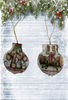 SCALLOP SEASHELL CHRISTMAS ORNAMENT- MICE Christmas Ornaments SET 4 - HOLIDAY DECOR - Handmade Hand Painted DECOUPAGED Repurposed Upcycled Gift SET OF 2 Ornaments - JAMsCraftCloset