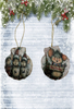 SCALLOP SEASHELL CHRISTMAS ORNAMENT- MICE Christmas Ornaments SET 5 - HOLIDAY DECOR - Handmade Hand Painted DECOUPAGED Repurposed Upcycled Gift SET OF 2 Ornaments - JAMsCraftCloset