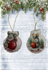 SCALLOP SEASHELL CHRISTMAS ORNAMENT- MICE Christmas Ornaments SET 2 - HOLIDAY DECOR - Handmade Hand Painted DECOUPAGED Repurposed Upcycled Gift SET OF 2 Ornaments - JAMsCraftCloset
