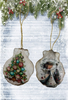 SCALLOP SEASHELL CHRISTMAS ORNAMENT- Set 1 BEACH COASTAL DECOR - Handmade Hand Painted DECOUPAGED Repurposed Upcycled Gift SET OF 2 Ornaments - JAMsCraftCloset