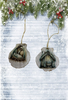 SCALLOP SEASHELL CHRISTMAS ORNAMENT- Set 9 BEACH COASTAL DECOR - Handmade Hand Painted DECOUPAGED Repurposed Upcycled Gift SET OF 2 Ornaments