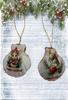 SCALLOP SEASHELL CHRISTMAS ORNAMENT- MICE Christmas Ornaments SET 1 - HOLIDAY DECOR - Handmade Hand Painted DECOUPAGED Repurposed Upcycled Gift SET OF 2 Ornaments - JAMsCraftCloset