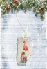 Antique West Virginia Roof Decoupaged Christmas Ornament - Flamingo With Packages - Handmade Holiday Tree Decor Unique Beach Lake House Gift - JAMsCraftCloset