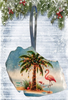Antique West Virginia Roof Decoupaged Christmas Ornament - Flamingo With Palm Tree 2 - Handmade Holiday Tree Decor Unique Beach Lake House Gift - JAMsCraftCloset