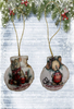 SCALLOP SEASHELL CHRISTMAS ORNAMENT- MICE Christmas Ornaments SET 3 - HOLIDAY DECOR - Handmade Hand Painted DECOUPAGED Repurposed Upcycled Gift SET OF 2 Ornaments - JAMsCraftCloset