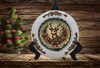 Glass PLATE Round CHRISTMAS DEER 3 Country Farmhouse Kitchen Shelf Sitter Handmade Decoupaged Repurposed Upcycled Birthday Gift Idea - JAMsCraftCloset
