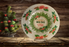 Round Glass Plate Reverse Decoupaged Christmas Holiday DON'T GET YOU TINSEL IN A TANGLE Farmhouse Country Shelf Sitter Handmade Gift Idea &nbsp;- JAMsCraftCloset