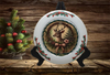 Glass PLATE Round CHRISTMAS DEER 1 Country Farmhouse Kitchen Shelf Sitter Handmade Decoupaged Repurposed Upcycled Birthday Gift Idea - JAMsCraftCloset