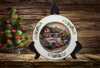 Glass PLATE Round WHITE FARM TRUCK -FARM PERFECT FARM Country Farmhouse Kitchen Shelf Sitter Handmade Decoupaged Repurposed Upcycled Birthday Gift Idea - JAMsCraftCloset