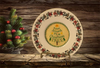 Glass PLATE Round ROCKIN AROUND THE CHRISTMAS TREE Country Farmhouse Holiday Wall Art Handmade Decoupaged Repurposed Upcycled Wedding Gift Idea - JAMsCraftCloset