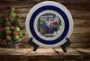 Glass PLATE Round IT IS OK TO BE A LITTLE BLUE - BLUEBERRIES Country Farmhouse Kitchen Shelf Sitter Handmade Decoupaged Repurposed Upcycled Birthday Gift Idea - JAMsCraftCloset