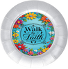 ROUND Digital Graphic Design - WALK BY FAITH VIBRANT FLORAL BLUE BACKGROUND - Wedding Gift HOME DECOR Sublimation Decoupage PNG SVG PDF JPEG Country Farmhouse Wall Art Shelf Sitter Gift Crafters Delight - JAMsCraftCloset