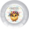 ROUND DIGITAL Graphic Design CHICK WITH FLOWERS IN HER HAIR - HAPPY EASTER Sublimation PNG SVG Country Farmhouse Home Decor Sign Shelf Sitter Wall Art Decor Wreath EASTER Design Gift Crafters Delight - JAMsCraftCloset