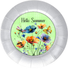 ROUND Digital Graphic Design HELLO SUMMER Green With Dragonfly Butterfly Bee Floral Wedding Gift First Home Sublimation Decoupage PNG SVG Country Farmhouse Home Decor Wall Art Shelf Sitter Gift Crafters Delight - JAMsCraftCloset