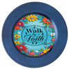 ROUND Digital Graphic Design - WALK BY FAITH VIBRANT FLORAL BLUE BACKGROUND - Wedding Gift HOME DECOR Sublimation Decoupage PNG SVG PDF JPEG Country Farmhouse Wall Art Shelf Sitter Gift Crafters Delight - JAMsCraftCloset