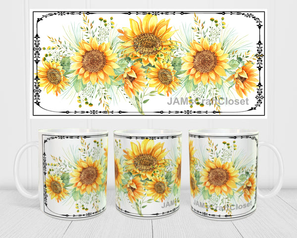 MUG Coffee Full Wrap Sublimation Digital Graphic Design Download SUNFLOWER 1 SVG-PNG Crafters Delight - Digital Graphic Design - JAMsCraftCloset