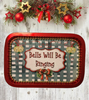 Metal Tray RED - BELLS WILL BE RINGING - HOLIDAY Wall Art Handmade Decoupaged Upcycled Metal Tray Gift - JAMsCraftCloset