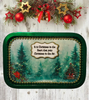 Metal Tray GREEN - CHRISTMAS IN THE HEART - CHRISTMAS IN THE AIR - HOLIDAY Wall Art Handmade Decoupaged Upcycled Metal Tray Gift - JAMsCraftCloset