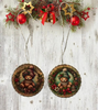 ROUND Wood Decoupaged BEARS PINK AND BLUE HAT Ornaments Handmade Christmas Ornament Package Decor WINTER Decor Gift Idea Home Decor Unique SET OF 2 - JAMsCraftCloset