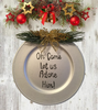 Dollar Tree Plastic SILVER CHARGER PLATE Christmas Holiday Wall Art OH COME LET US ADORE HIM Handmade Gift Idea Crafters Delight - JAMsCraftCloset