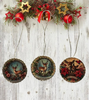 ROUND Wood Decoupaged DEER - SET 2 Ornaments Handmade Christmas Ornament Package Decor WINTER Decor Gift Idea Home Decor Unique SET OF 3 - JAMsCraftCloset