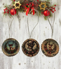 ROUND Wood Decoupaged DEER - SET 1 Ornaments Handmade Christmas Ornament Package Decor WINTER Decor Gift Idea Home Decor Unique SET OF 3 - JAMsCraftCloset