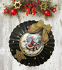 Black CHARGER PLATE Christmas Holiday Wall Art SANTA SLEIGHING ON THE MOON Handmade Gift Idea Crafters Delight - JAMsCraftCloset