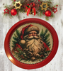 TRAY RED METAL ROUND Decoupaged Hand Painted Upcycled Repurposed Wall Art SANTA FACE - I STILL BELIEVE With Bling Home Decor Christmas Wall Art Gift - JAMsCraftCloset