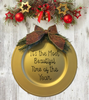 Dollar Tree Plastic GOLD CHARGER PLATE Christmas Holiday Wall Art IT'S THE MOST BEAUTIFUL TIME OF THE YEAR Handmade Gift Idea Crafters Delight - JAMsCraftCloset