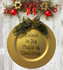 Dollar Tree Plastic Gold CHARGER PLATE Christmas Holiday Wall Art BELIEVE IN THE MAGIC OF CHRISTMAS Handmade Gift Idea Crafters Delight - JAMsCraftCloset