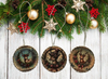 ROUND Wood Decoupaged DEER - SET 1 Ornaments Handmade Christmas Ornament Package Decor WINTER Decor Gift Idea Home Decor Unique SET OF 3 - JAMsCraftCloset