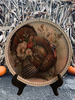 Pizza Pan TAN With Turkey and Flowers Farmhouse Country Home THANKSGIVING Decor Wall Art Shelf Sitter Handmade Decoupaged Repurposed Upcycled Gift Idea - JAMsCraftCloset