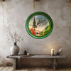 TRAY GREEN PLASTIC ROUND Decoupaged Hand Painted Upcycled Repurposed BEACH SCENE - MOST WONDERFUL TIME OF THE YEAR Home Decor Christmas Wall Art Shelf Sitter Gift - JAMsCraftCloset