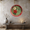 TRAY RED RED GREEN PLASTIC ROUND Decoupaged Hand Painted Upcycled Repurposed POINSETTIAS - TIDINGS OF JOY Home Decor Christmas Wall Art Shelf Sitter Gift - JAMsCraftCloset