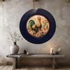 PLATE CHARGER NAVY BLUE PLASTIC ROUND DECOUPAGED Upcycled Repurposed Wall Art or Shelf Sitter HEN PINK ROSES Kitchen Decor Home Decor Wall Art Gift WEDDING - JAMsCraftCloset