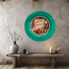 PLATE CHARGER TEAL AQUA PLASTIC ROUND DECOUPAGED Upcycled Repurposed Wall Art or Shelf Sitter WITH YOU I AM HOME Home Decor Wall Art Gift WEDDING - JAMsCraftCloset