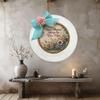 PLATE CHARGER CREAM With Brown Border PLASTIC ROUND DECOUPAGED Upcycled Repurposed Wall Art or Shelf Sitter WHERE FLOWERS BLOOM SO DOES HOPE Home Decor Gift WEDDING - JAMsCraftCloset